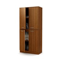 South Shore Axess Tall 4-Door Storage Cabinet with Adjustable Shelves, Morgan Cherry