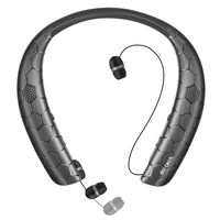 Bluetooth Headphones Speaker 2 in 1, Doltech Neckband Wireless Bluetooth 4.1 Headset Wearable Speaker with Retractable Earbuds, True 3D Stereo Sound Sweatproof Call Vibrate Alert Built-in Mic (Black)