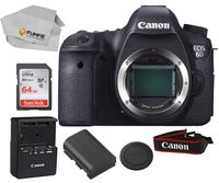 Canon EOS 6D Full Frame Digital SLR Body Only Includes Free SanDisk Ultra 64GB SDHC Class 10 Card (Lens Not Included)