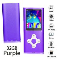 Ploveyy MP3 Player MP4 Player Including a 32GB Micro SD Card,extensible 64 GB,Mini USB Port 1.8 LCD, with Photo Viewer, E-Book Reader, Voice Recorder & FM Radio,Video/Media/Music Player (32G-Purple)