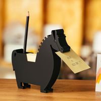 Memo Holder Desktop Note pad Dispenser Horse Pen Holder Multi-Functional Clip for Note Short Note pad,2 Packs memo (Horse, Black)