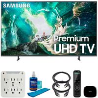 Samsung UN82RU8000 82-inch RU8000 LED Smart 4K UHD TV (2019) Bundle with Logitech Harmony Elite Universal Remote with Hub, 2X HDMI Cable, Screen Cleaner for LED TVs and 6-Outlet Surge Adapter