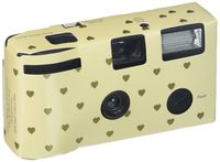 Single Use Camera - Ivory and Gold Hearts Design