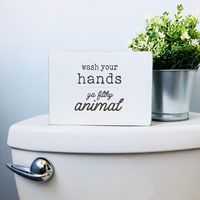 Etch & Ember Funny Bathroom Signs - Wash Your Hands Ya Filthy Animal - Farmhouse Style Decor - Rustic Wood Sign - 5.5" x 7.5" x 3/4"