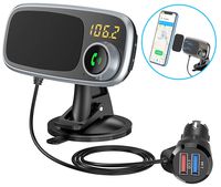 Comsoon Bluetooth FM Transmitter & Magnetic Phone Car Mount, 2 in 1 Car Kit with Quick Charge 3.0 + 5V/2.4A Smart IC Dual USB Car Charger, 360° Rotatable Dashboard Cell Phone Holder