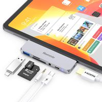 USB C Hub for iPad Pro 2018, Hommie 6 in 1 Type-C Adapter with 4K HDMI, PD Charging, USB 3.0, 3.5mm Headphone Jack and SD/TF Card Reader for iPad Pro 11"/12.9" 2018, Space Gray
