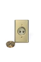 Leviton 41650-6 QuickPort Floor Jack Assembly, One 6-Conductor and 1 Blank Insert, Solid Brass