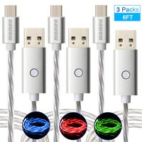 momen Micro USB Cable, 6FT LED Micro USB Charger for Samsung Galaxy S7, Edge S6, Kindle, PS4, Xbox, with 5 Lighting Modes(3 Packs)