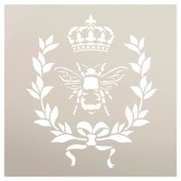 French Bee Stencil by StudioR12 | Crown, Laurel Wreath, Bee, Shabby Chic Country - Reusable- Chalky Paint- Use for Furniture Wood Signs Pillows Fabric Home Wall Decor | Select Size (12" x 12")