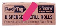 Redi-Tag Solid Arrow Dispenser Flags, 6 Roll Refill, 120 Flags per Roll, 1-7/8 x 9/16 Inches, Pink (91610)