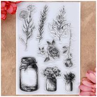 KWELLAM Flowers Leaves Bottle Chrysanthemum Sun Flower Rose Clear Stamps for Card Making Decoration and DIY Scrapbooking