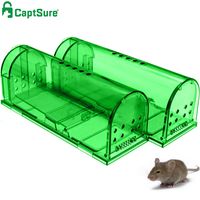 CaptSure Original Humane Mouse Traps, Easy to Set, Kids/Pets Safe, Reusable for Indoor/Outdoor use, for Small Rodent/Voles/Hamsters/Moles Catcher That Works. 2 Pack (Green)