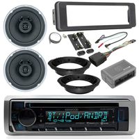 Harley Davidson Touring Radio Package - Kenwood CD Bluetooth USB Marine Radio, 2X Jensen 6.5" Marine Speakers, Dash Radio Install Kit, Speaker Adapters, Control Module, Antenna (1996-13/2006-13)