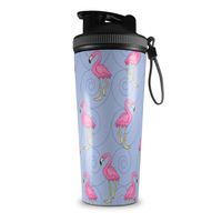 Skin Wrap Decal for IceShaker 2nd Gen 26oz Flamingos on Blue (SHAKER NOT INCLUDED)