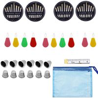 Sewing Kit - 4 Pack 30 Count Hand Needles,10Pcs Needle Threader and 10Pcs Sewing Thimble,Soft Tape Measure and Storage Bag for Sewing and Craft Art Work by Kasmena