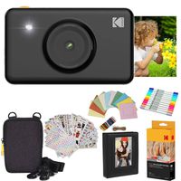 Kodak Mini Shot Instant Camera (Black) Gift Bundle + Paper (20 Sheets) + Deluxe Case + 7 Fun Sticker Sets + Twin Tip Markers + Photo Album + Hanging Frames