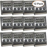 Elegant Digital Kitchen Timer - Stainless Steel Model eT-23, SUPER Strong Magnetic Back, Loud Alarm, Large Display, Auto Memory, Auto Shut-Off (12-Pack eT-23)