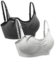 Suekaphin 2PACK Nursing Bra Wireless Bra Women's Sleeping Maternity Bra Breastfeeding Bra,Small,Sort CC-A