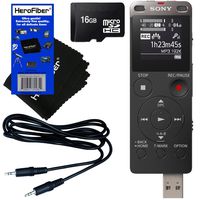 Sony ICD-UX560 Stereo Digital Voice Recorder with Direct USB & Built-in 4GB + 16GB Micro SDHC Memory Card + Auxiliary Cable + HeroFiber Ultra Gentle Cleaning Cloth