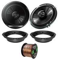 2X Pioneer TS-G1620F 6.5 2-Way Coaxial Speakers, Speaker Adapter, 16-Gauge 50 Ft Speaker Wire (Select '98-2013 Harley Davidson)