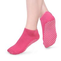 Non Skid Slip Sticky Grippers Socks Pilates Ballet Barre Yoga Socks for Women (07 Rose Red)