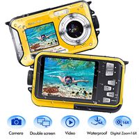 Waterproof Camera Underwater Camera Full HD 1080P 24.0 MP Video Recorder Selfie Dual Screens 16X Digital Zoom Waterproof Digital Camera for Snorkeling