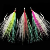 JSHANMEI Bucktail Teasers Fsihing Hook Open Eye Hooks Saltwater Fishing Plugs Lures (Green (Pack of 10))