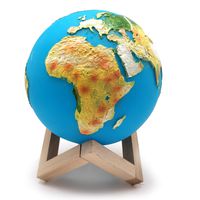 WBM LLC 1660A Himalayan Glow 3D Printed Wooden Stand & Dimmable Remote Control,Rechargeable LED with 16 Colors Moon Lamp Night Light-for Kids Lover Birthday Gift