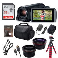 Canon Vixia HF R82 Wi-Fi 1080p HD Video Camera Camcorder + 32GB Card + Battery & Charger + Camera Case + Spider Tripod + 2 Lens Kit