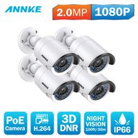 ANNKE 2MP PoE Security Camera-1080P Super HD Bullet IP Camera, 100ft Night Vision, H.264 Video Compression, IP66 Weatherproof for Surveillance Camera System