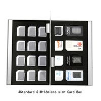 Myymee 4 Standard SIM Card Holders + 16 Micro Sim Card Holders,Metal Aluminum alloy SD Card Holder Case Mobile Phone Memory Card Storage Case Silver
