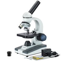 AmScope 40X-800X All-Metal Cordless Student LED Compound Microscope Home School Science