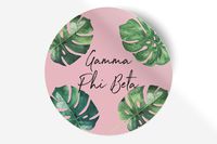 Gamma Phi Beta Sticker Greek Sorority Decal for Car, Laptop, Windows, Officially Licensed Product, Monogram Design 5" x 5" - Pink Palm