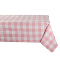 DII 5095  Cotton Buffalo Check Plaid Rectangle Tablecloth for Family Dinners or Gatherings, Indoor or Outdoor Parties, & Everyday Use (60x84",  Seats 6-8 People), Pink & White