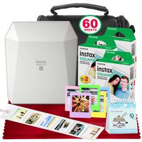 Fujifilm Instax Share SP-3 Smartphone Printer (White) with 60 Sheets of Instant Square Film with Platinum Bundle (USA Warrantty)