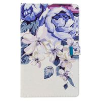 Jorisa Tablet Case Compatible with Amazon Kindle Fire HD 10 2017/2015,Slim Lightweight Leather Wallet Flip Stand Cover with Card Holder Magnetic Closure Protective Case,Blue Flower