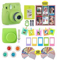 Fujifilm Instax Mini 9 Instant Camera with Accessories | Bundle of Soft Leather Case + Mini Photo Album + 6 Magnet Frames + 4 Colored Lenses + Selfie Lens + 10 Photo Frames + Stickers + More
