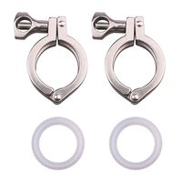 DERNORD Tri-clamp Stainless Steel 304 Single Pin Heavy Duty Tri Clamp with Wing Nut for Ferrule TC with 1 pc Silicone Gasket (1.5" Tri-clamp+Silicone Gasket) (1.5 Inch Tri clamp Size: 2 Pack)