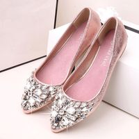 Hemlock Women Flat Shoes Pointed Toe Boat Shoes Female Rhinestone Shoes Slip-Ons Shoes (US:7, Pink)
