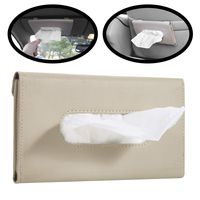 lebogner Car Sun Visor Tissue Holder, Beige PU Leather Tissue Dispenser Hanging Case to Clip On Your Car Door Or Back Seat Pocket, Interior Accessories Pouch for Wipes, Bonus Pack of Napkins Included