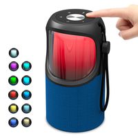 LED Portable Wireless Bluetooth Speaker - JUSTNEED Waterproof 360° Loud Stereo Speaker with 11 Changing RGB Colors Light for Home Party Camping Beach, Blue