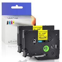 KCMYTONER Compatible for Brother P-Touch Standard Laminated Label Tape TZ631 Tze-631 TZ-631 TZE631 PT-D210 PT-D400 D600 PT-H110 Printers Black on Yellow 1/2" (0.47") 12mmx 26.2ft(8m) 2 Pack