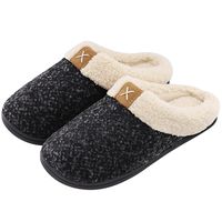ULTRAIDEAS Women's Cozy Memory Foam Slippers Fuzzy Wool-Like Plush Fleece Lined House Shoes w/Indoor, Outdoor Anti-Skid Rubber Sole (7-8, Black)