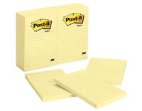 Post-it Notes, 4 in x 6 in, Canary Yellow, Lined, 12 Pads/Pack, 100 Sheets/Pad (660)