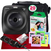 Fujifilm Instax Square SQ20 Hybrid Instant Camera (Black) - Basic Accessory Bundle with 20 Sheets of Instant Film + 16GB Micro sd Card + Case + Xpix Camera Strap and More. (USA Warrantty)