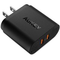 Quick Charge 3.0, AUKEY USB Wall Charger & Dual Ports, Fast Charger Compatible with Samsung Galaxy S9 / S8 / Note8, LG G6 / V30, HTC 10, iPhone 11 Pro/Max/11, and More