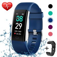 KITPIPI Fitness Tracker Activity Tracker Watch with Heart Rate Monitor, Pedometer Waterproof Smart Watch Sleep Monitor, Step Counter, Calorie Counter, for Kids Women and Men (Blue+Black)