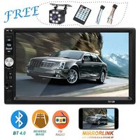 Double 2 Din Car Stereo in-Dash 7 inch Touch Screen with Free Back-up Rear View Camera,Unine Car Digital Media Radio MP5 Player Touchscreen with Bluetooth,FM,Car Audio,USB/AUX Input