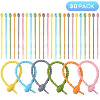Silicone Ties, Reusable Rubber Ties 30 Pack Multi Use Twist Ties for Kitchen Food Grade Bread Tie Colorful Cable Ties