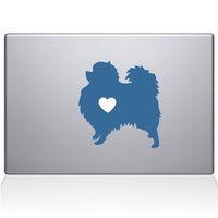 The Decal Guru Pomeranian Love Silhouette Decal Vinyl Sticker, 13" MacBook Air, Light Blue (2336-MAC-13A-LB)